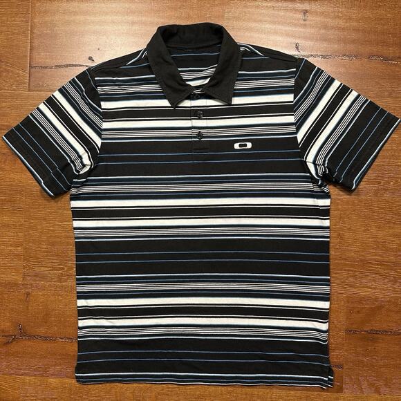 Oakley Other - Vintage Oakley Polo Shirt Mens M Black Stripe Short Sleeve Retro Preppy Dad VTG